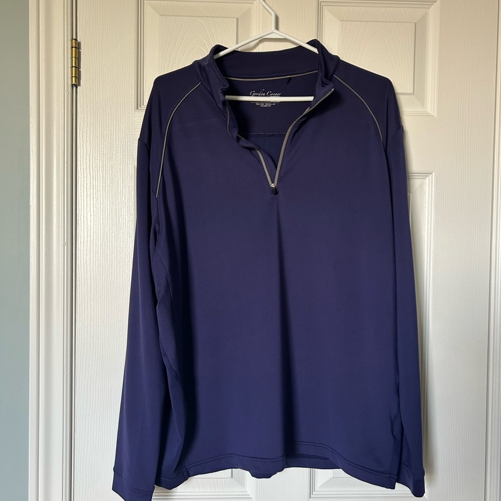 Gordon Cooper Golf 1/4 Zip Pullover Large Blue Performance Light Sweater